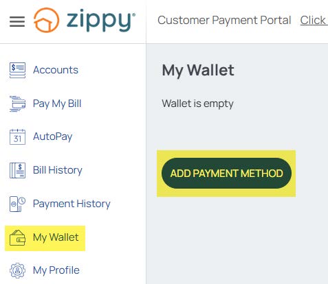 How do I set up a payment method in my wallet?
